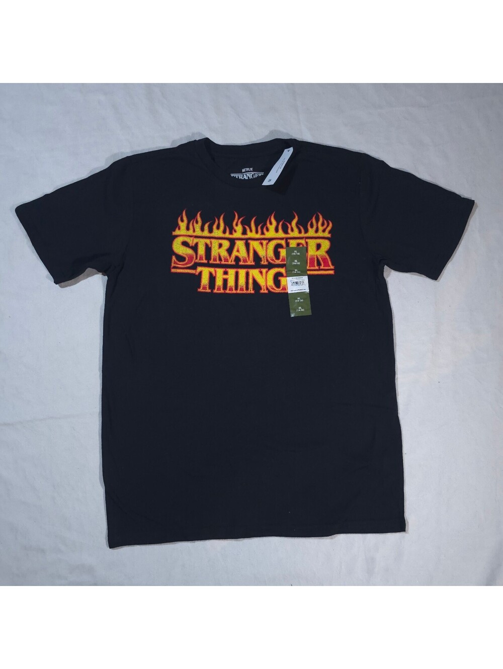 Netflix Stranger Things Flame Logo Black T-Shirt XL (14-16)